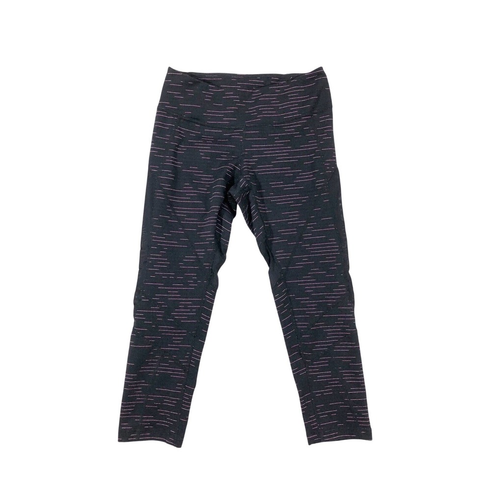Zella‎ Live In Pink Black Horizontal Stripe Dot Workout Capri Leggings Size XS